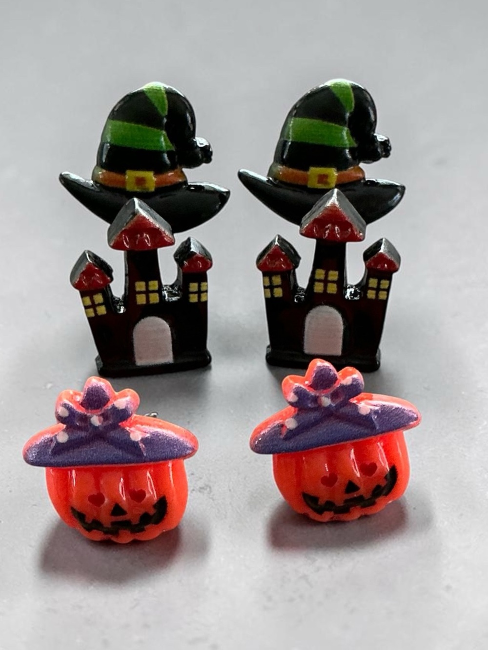🆕 Witch Hat, Witch House, and Pumpkin Stud Earrings